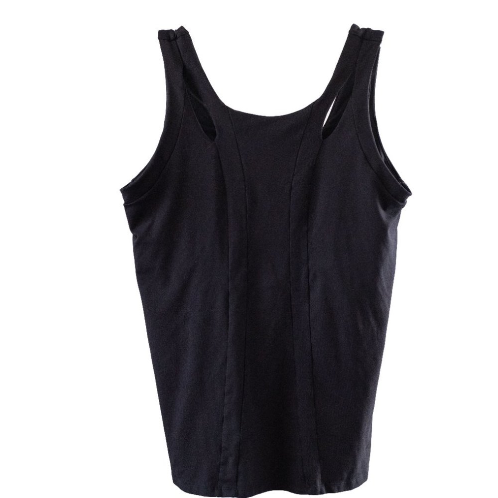 Alo Yoga Black Tank Top Black Cutout Front